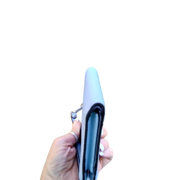 Michael Kors Blue Saffiano Leather Double Zip Cellphone Wallet Wristlet - Picture 7 of 11